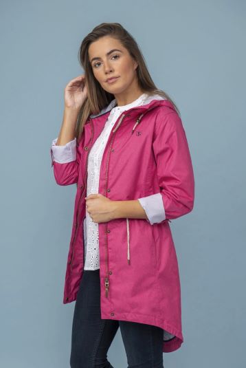 Lighthouse Waterproof Long Jacket - Pink - The Manor Boutique